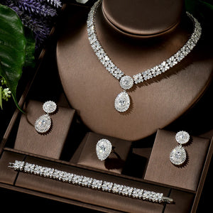 Luxury Dubai White Jewelry Set - Necklace, Earrings, Bracelet, Ring - Crystal Candle Hub