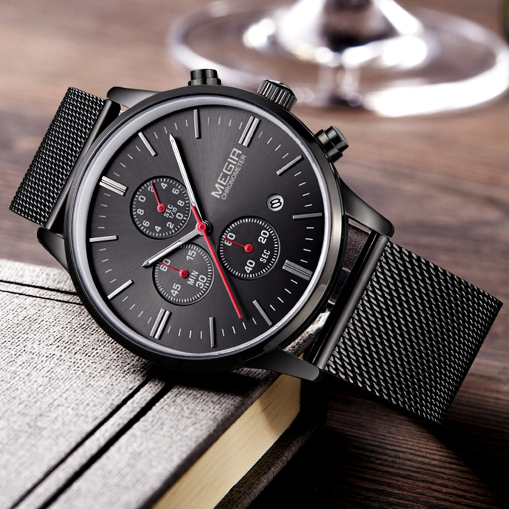 Reloj Megir Ultra Negro Para Hombres