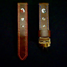 Load image into Gallery viewer, 47Ronin#280 Mocha brown calf leather (20mm, Red &amp; Blue stitching)