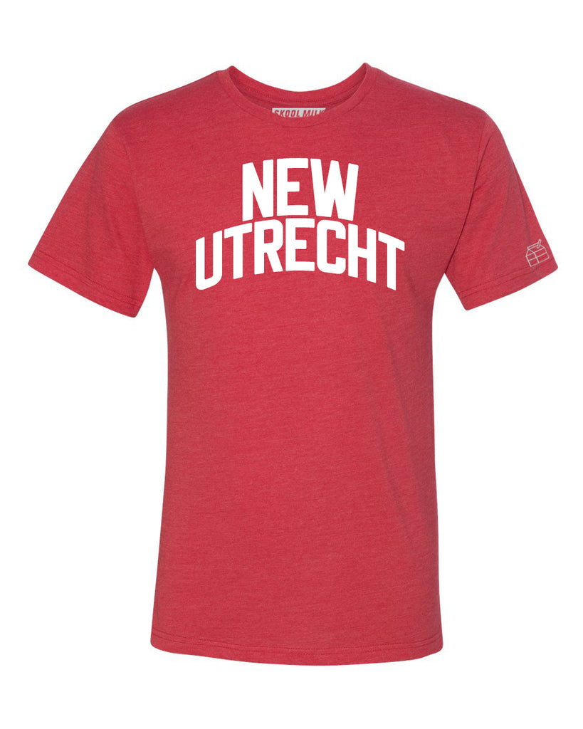 Datum Dubbelzinnigheid Slaapzaal Red New Utrecht T-shirt with White Reflective Letters – Skool Milk