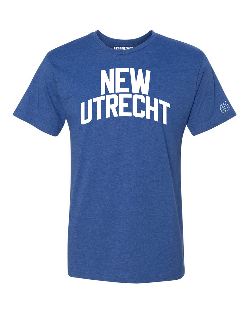 bruiloft Editie Deter Blue New Utrecht T-shirt with White Reflective Letters – Skool Milk