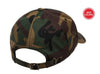 camo back Cotton Twill Dad Hat for custom Embroidery and Laser engraved leather patch