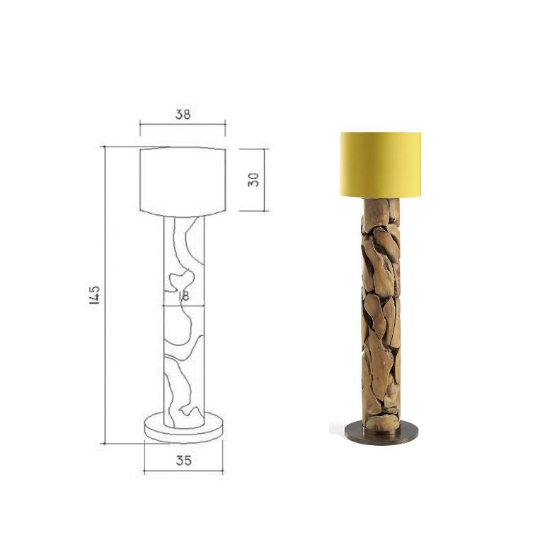 Treibholz Stehlampe XILON yellow | Höhen: 115 cm, 145 cm und 200 cm