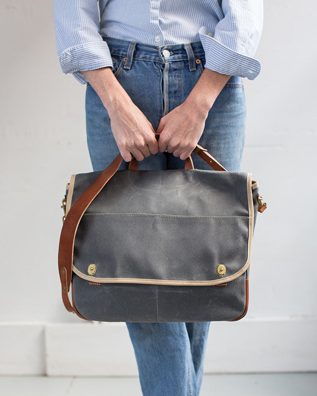 Messenger Bag in Waxed Canvas, Ethically Made