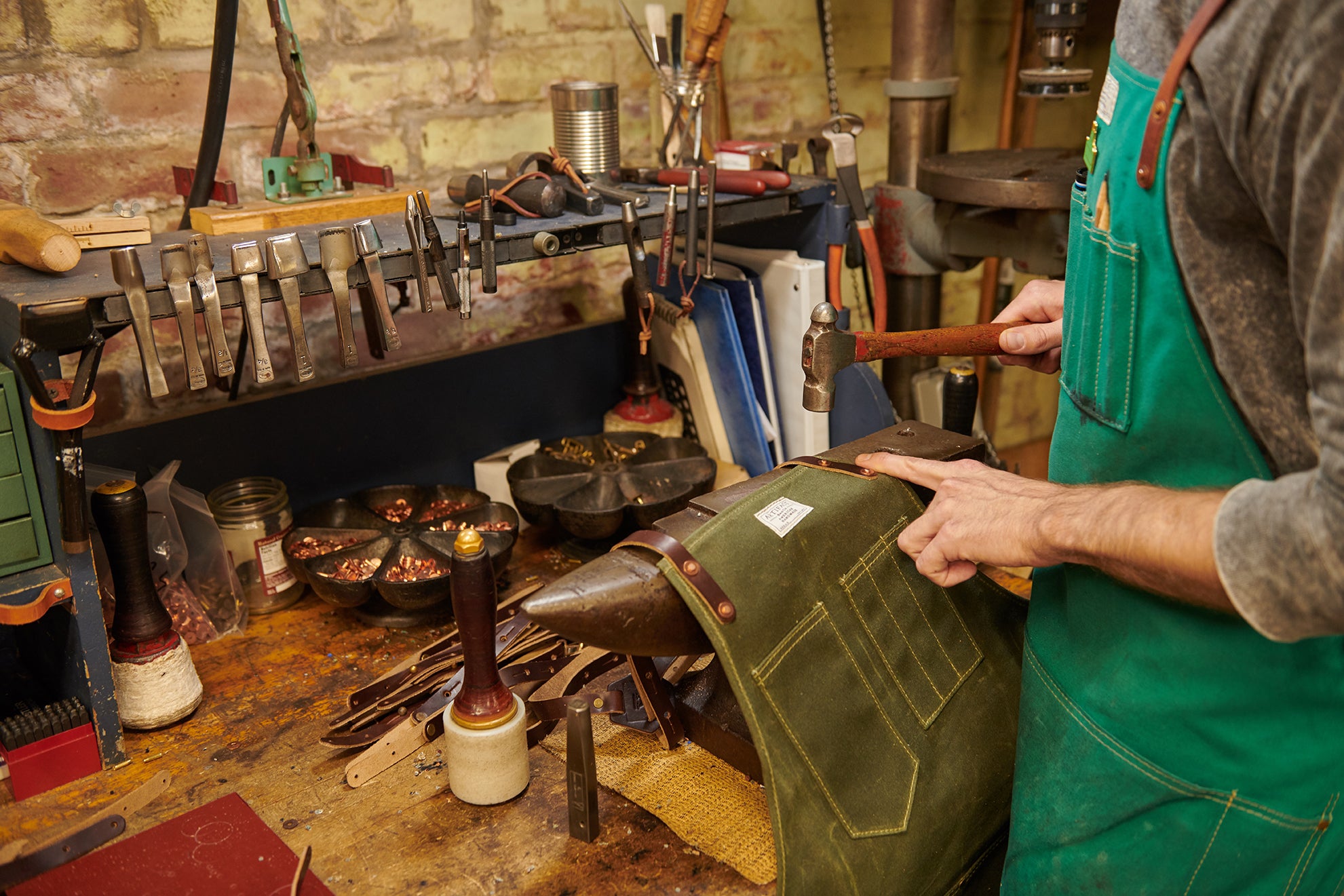 Artifact Omaha Sewing Studio Hand Hammering Copper Apron Rivets