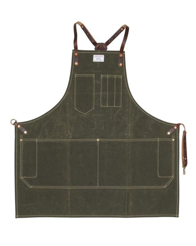 ARTIFACT Wax Canvas Shop Apron w Leather Y-Straps 