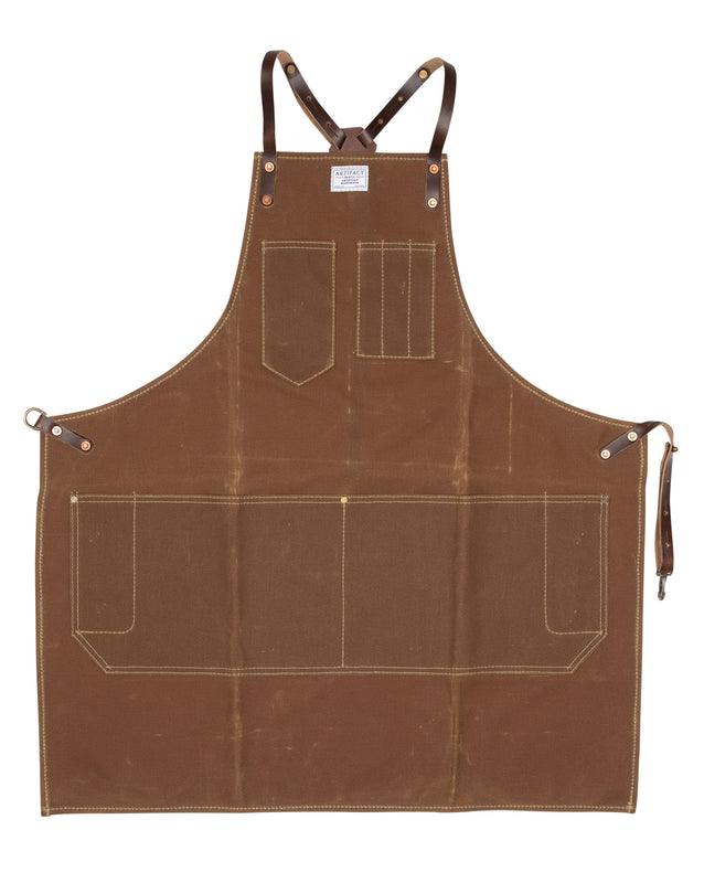 ARTIFACT Wax Canvas Shop Apron w Leather Y-Straps 