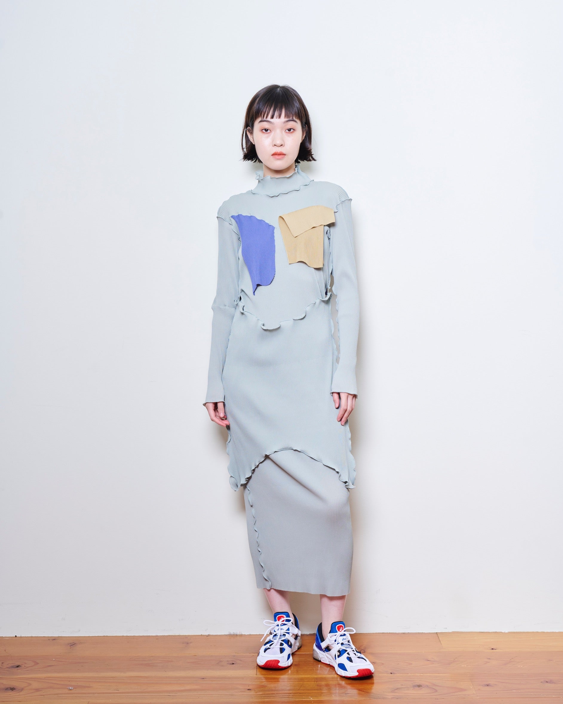 TD22A-PD06【Long-sleeve high-neck pleats dress】#Msize