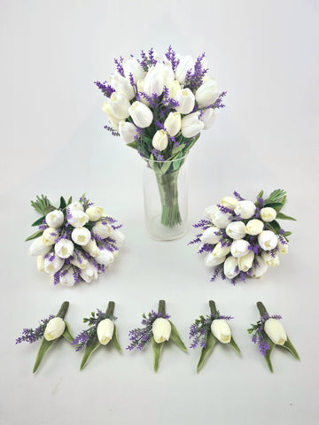 Tulip and Lavender Bouquet Wedding Flowers