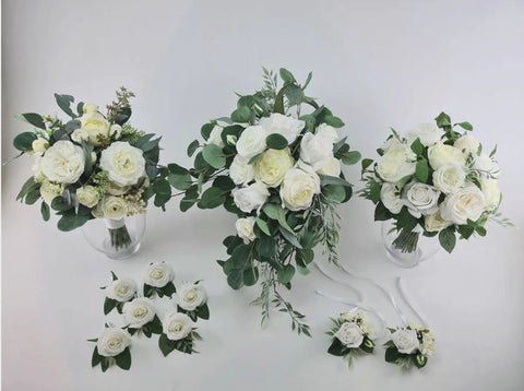 White and green bouquets