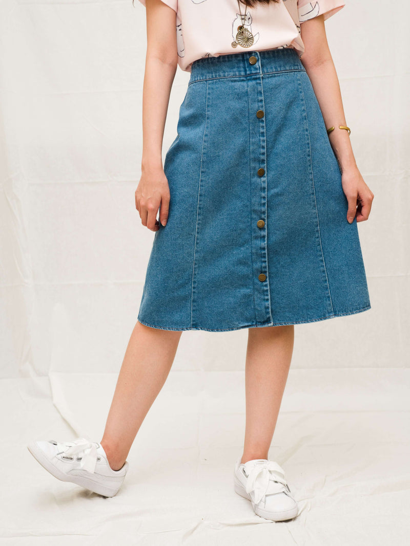 Buy Mid Blue Tiered Maxi Denim Skirt from Next Poland