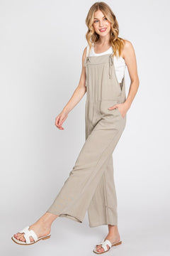 Pale Olive Tie Loose Fit Jumpsuit