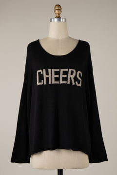 Black Taupe Cheer Print Sweater