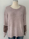 Taupe Chenille Stripe Sweater- -Trendy Me Boutique, Granada Hills California