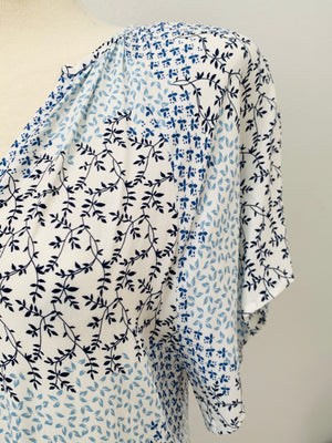 Blue Patch Print Babydoll Dress- -Trendy Me Boutique, Granada Hills California