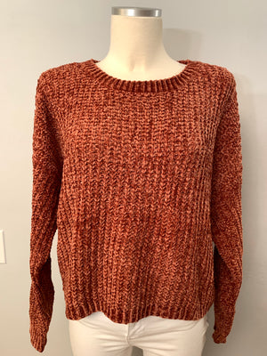 Rust Chenille Sweater- -Trendy Me Boutique, Granada Hills California