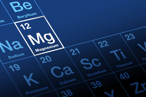 Magnesium, with symbol Mg, on the periodic table of the elements