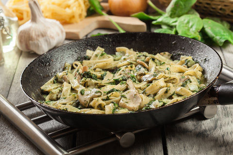 Delicious Organic Paleo Balsamic Mushroom Spinach Pasta Recipe - Heart Healthy Mediterranean Diet
