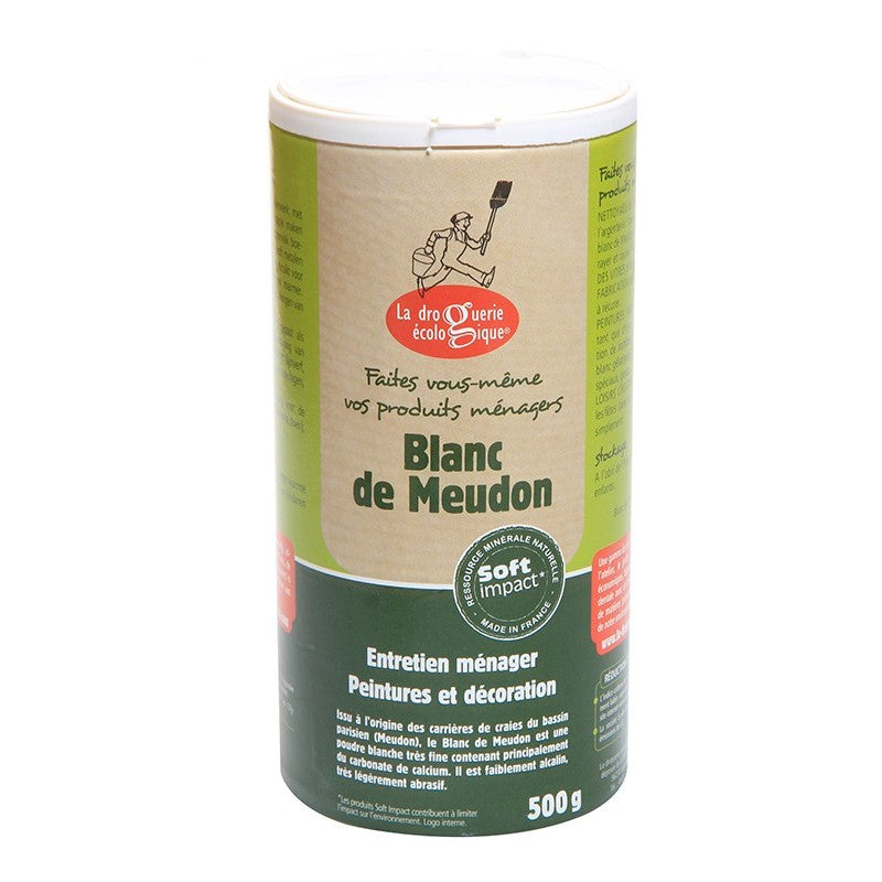 Blanc de Meudon - 500g - Fabriqué en Bourgogne - Poudre fine nettoyante et  écologique + Cuillère : : Epicerie