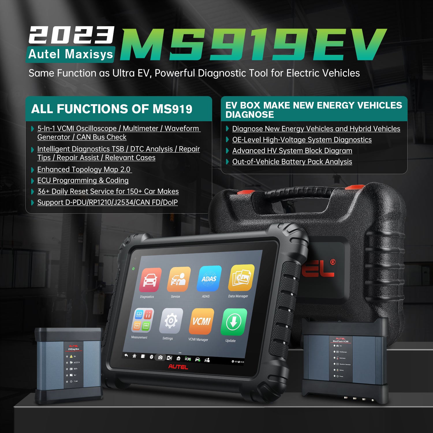 Autel MaxiSYS MS909EV Diagnostic Tablet for electric, gas and diesel, –  Tire Equipment Supply