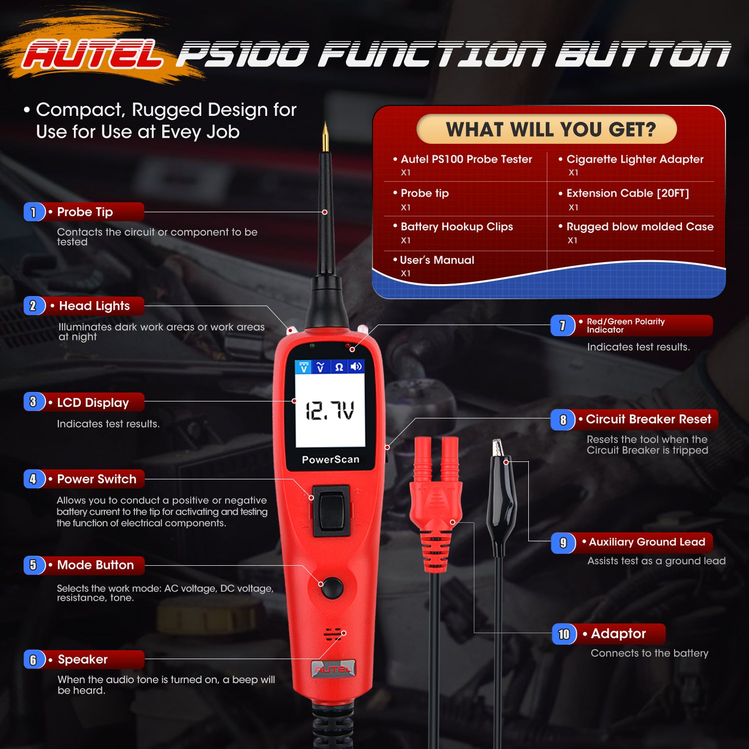 Autel PS100 Function Button