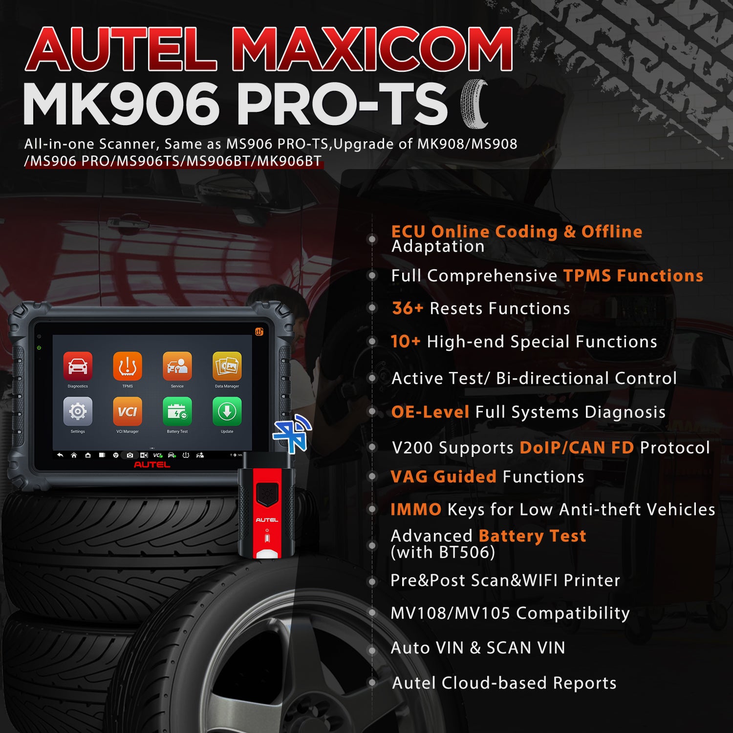 Autel MaxiCOM MK906 Pro-TS 2024 Diagnostic Tool - Full TPMS Functions –  DiagMart