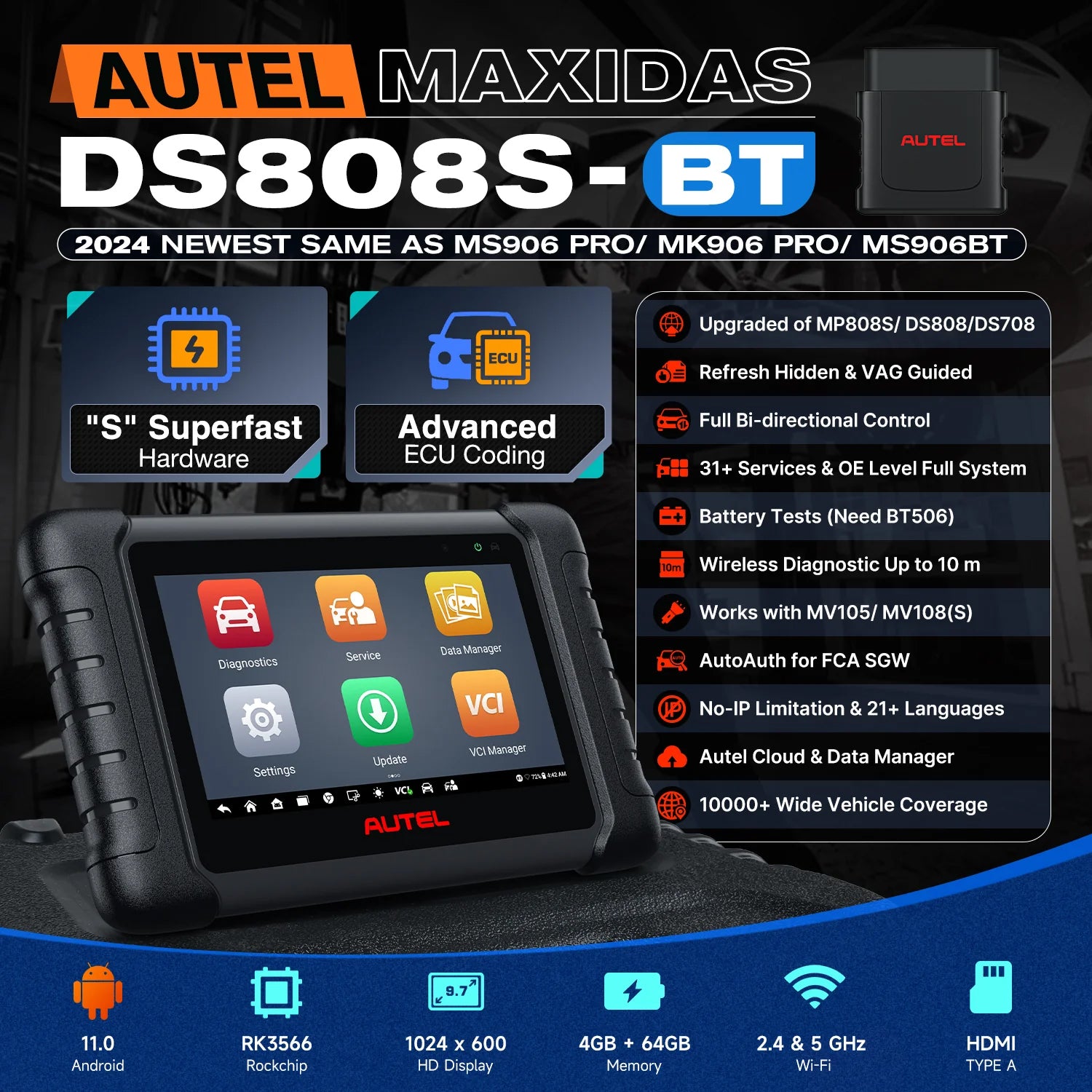 autel maxidas ds808s-bt features