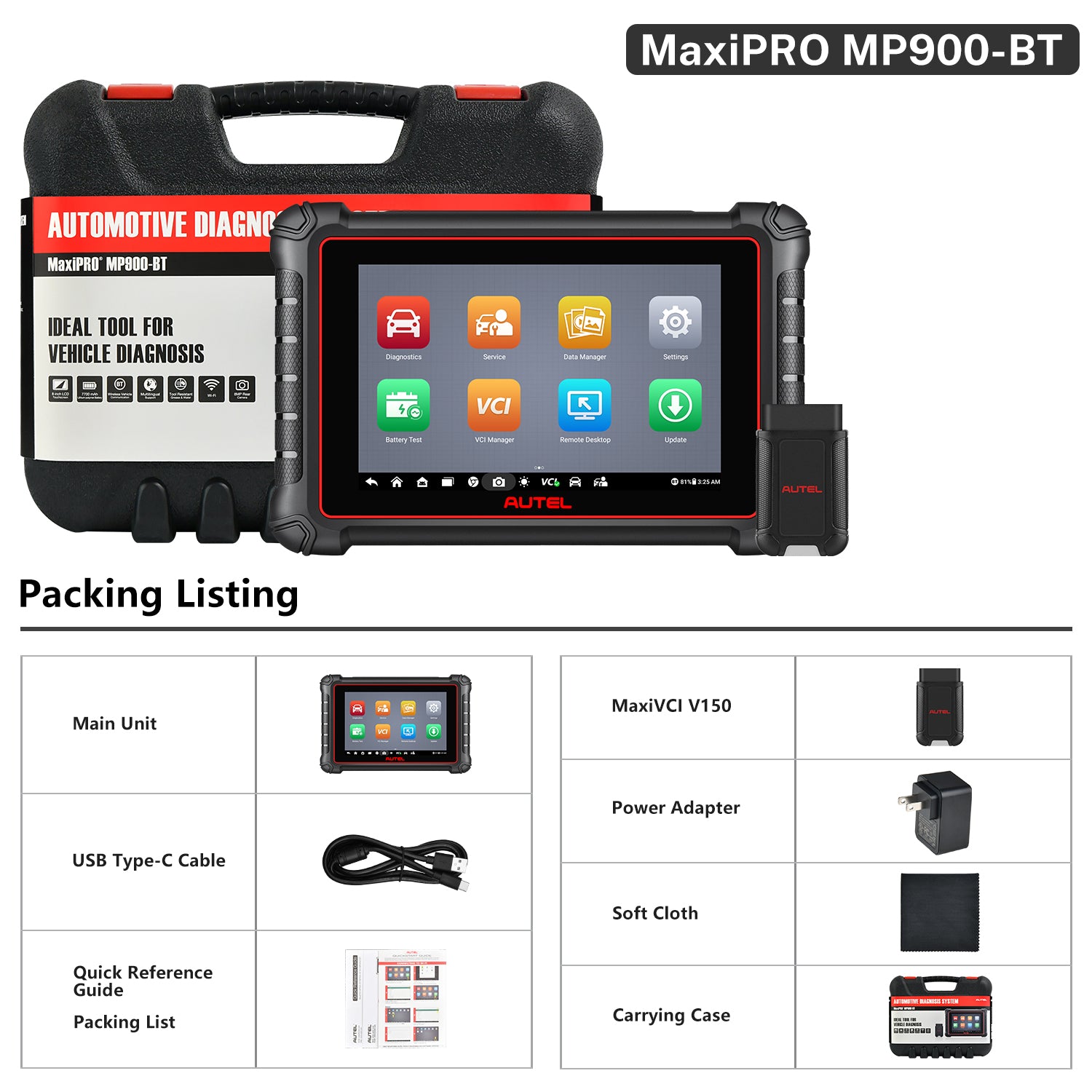 autel MP900BT package list