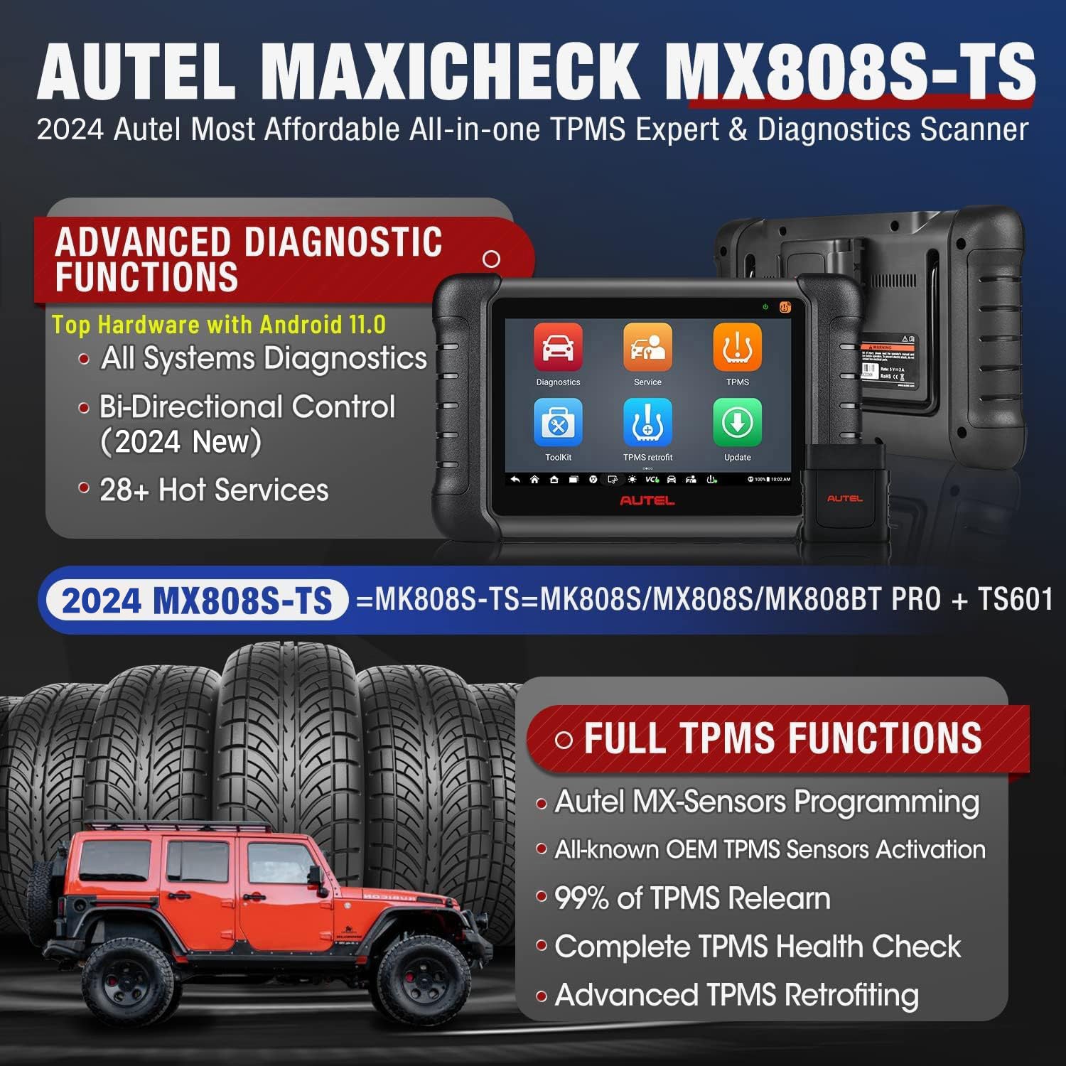 Autel MaxiCheck MX808S-TS Scanner 2023 Features