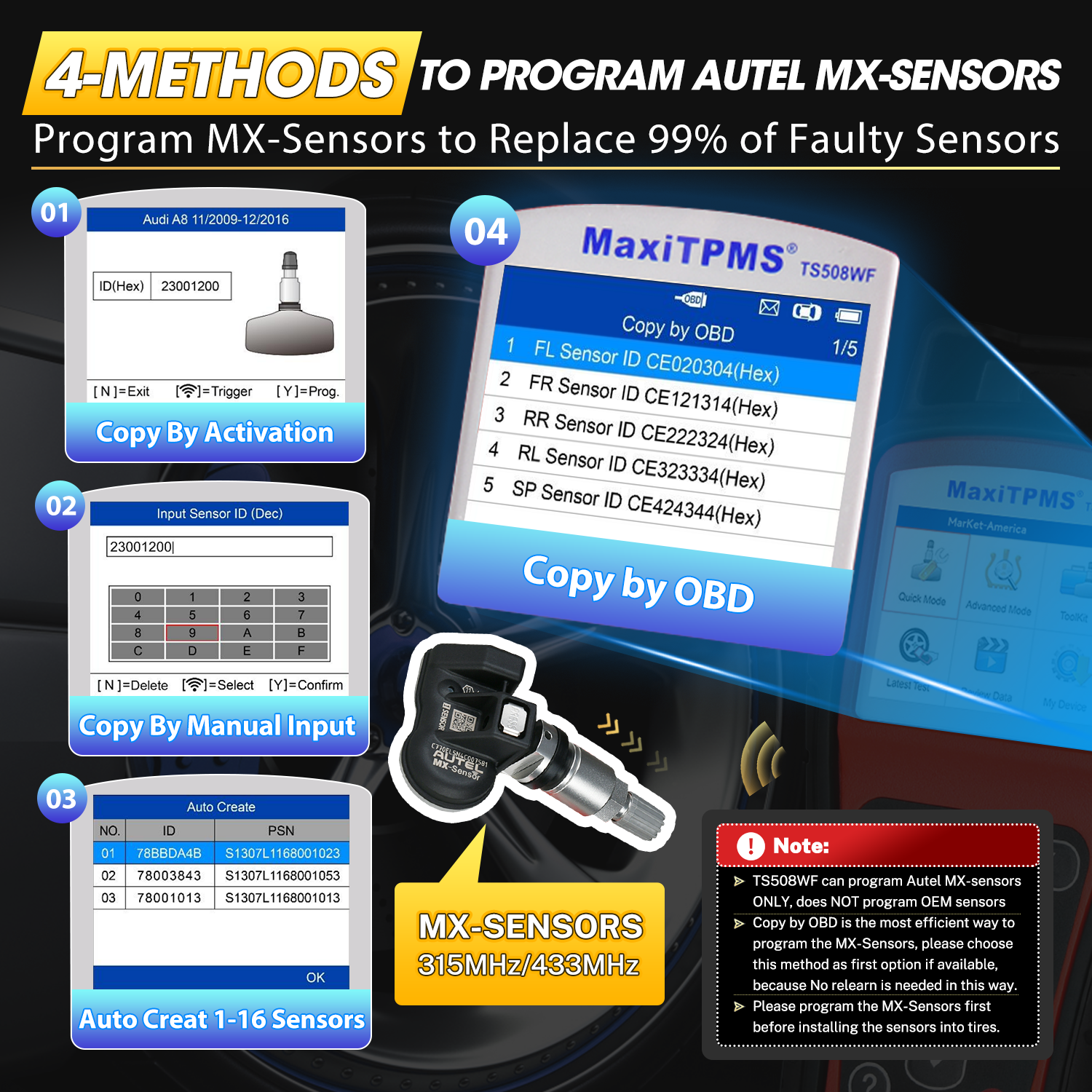 4 methods to program AUTEL mx-sensors