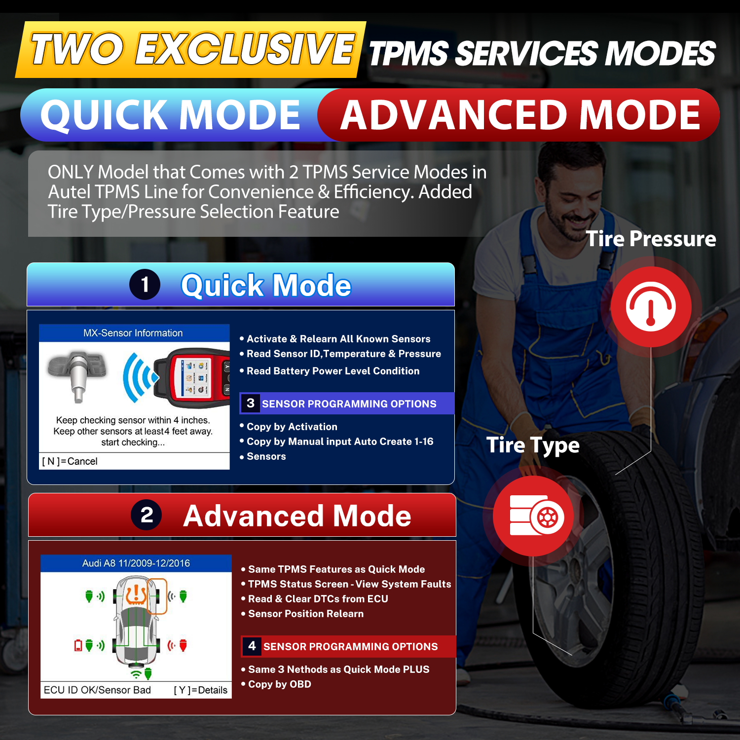 TPMS Service Mode - Quick Mode and Advanced Mode