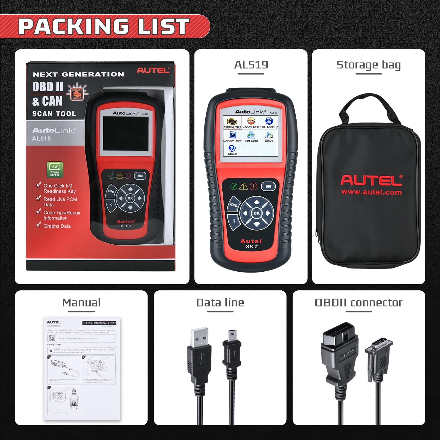 Autel AutoLink AL519 Package List