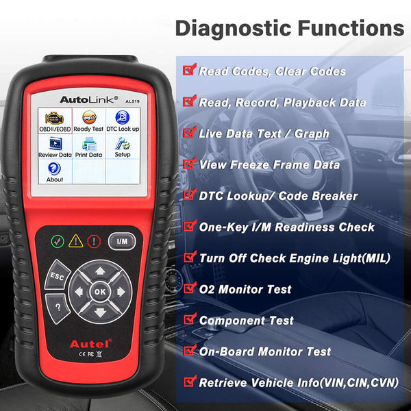 Autel AutoLink AL519 VS AL319 - OBD2 Code Reader Comparison Chart