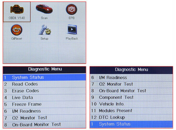 autel md802 obd2 functions screen