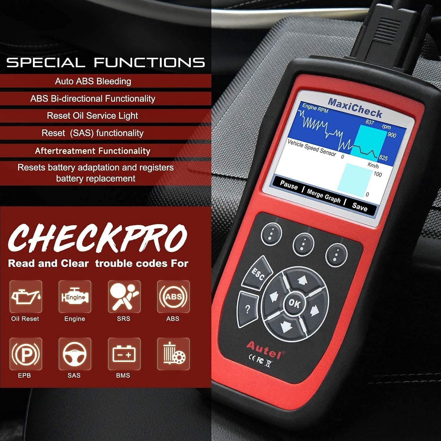 autel maxicheck pro obd ii scanner