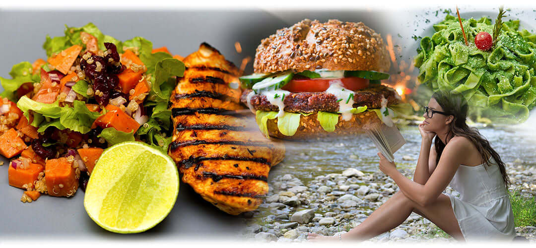 Grilled chicken served with salad and grains, a healthy meal option for weight management