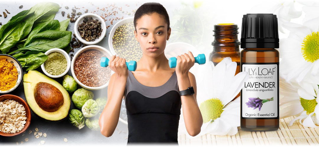 Image depicting a variety of healthy foods and exercises associated with good mental health, including fruits, vegetables, yoga, and meditation.