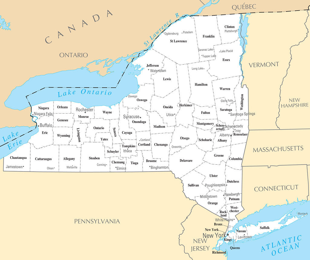 map-of-new-york-ny-county-map-with-selected-cities-and-towns