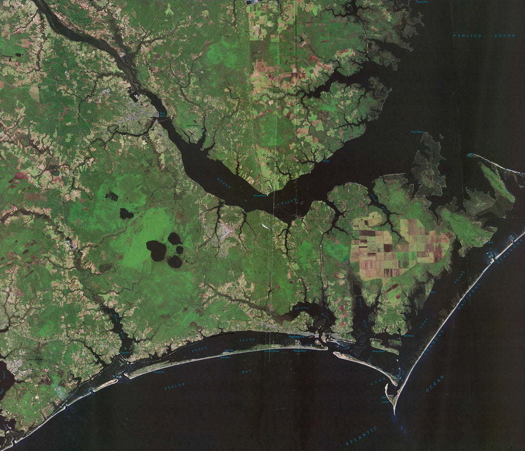 Map Of Crystal Coast North Carolina Satellite Image Map 2002 Wallmapsforsale 