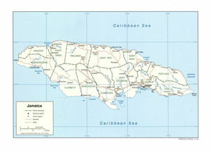 Map of Jamaica Framed Dry Erase Map