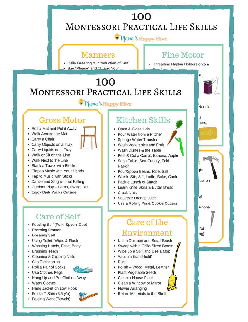 100 Montessori Practical Life Skills List – Learning with Play
