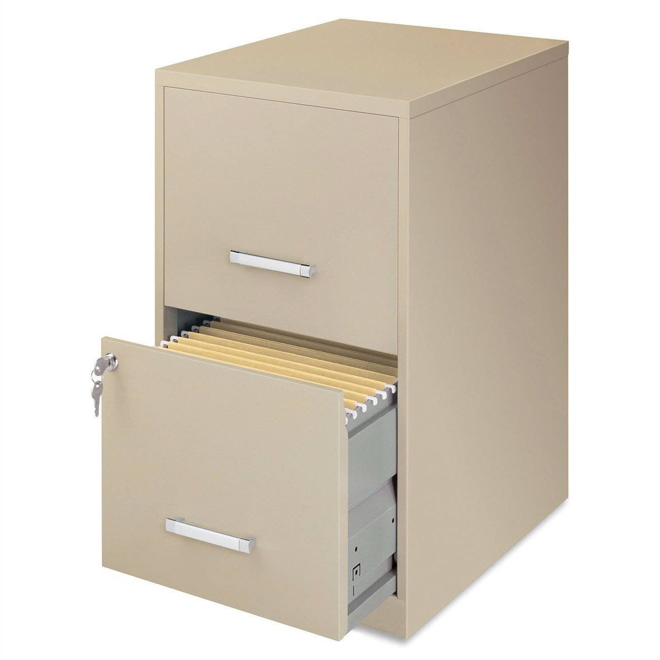 Metal Two Drawer Locking Vertical File Cabinet In Putty Color