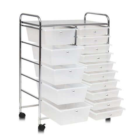 15 Drawers Rolling Storage Cart Organizer Clear Swagpads