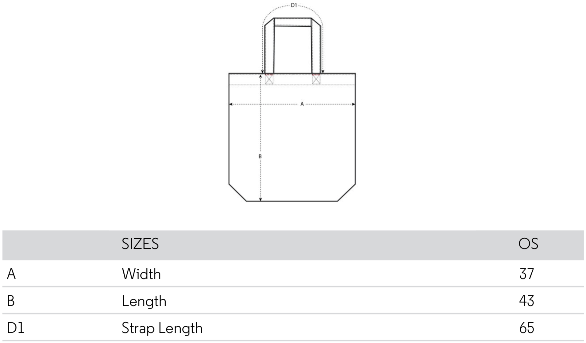 tote bag size chart