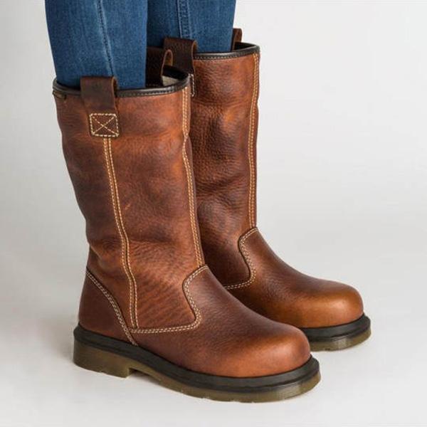 round toe mid calf boots