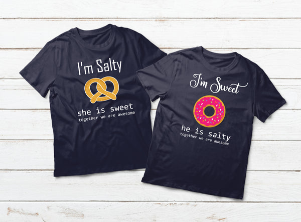 Matching Couples Shirts Salty and Sweet Funny Gift Matchizz