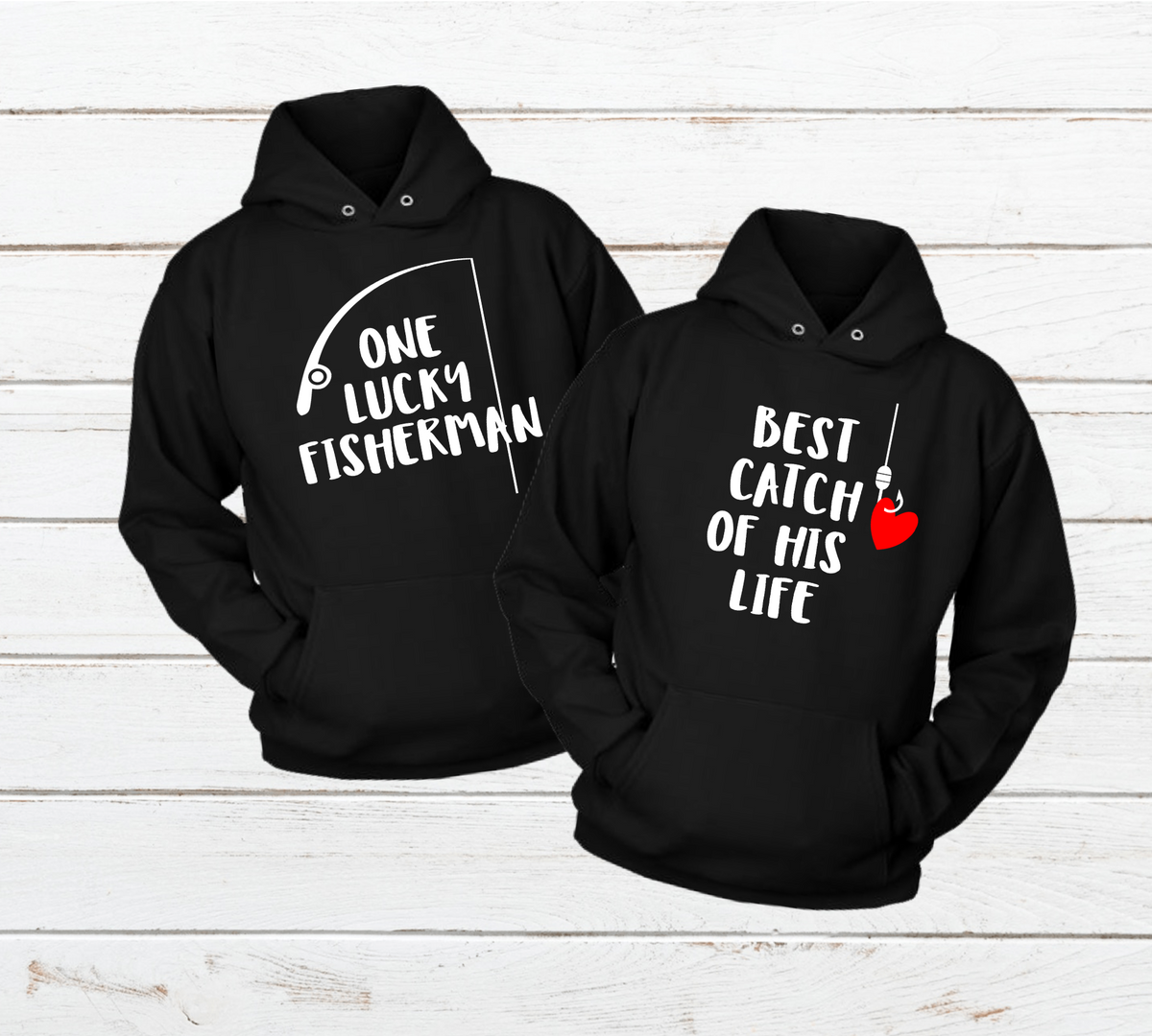 Download Lucky Fisherman Fishing Couple Hoodies Pullover Matchizz