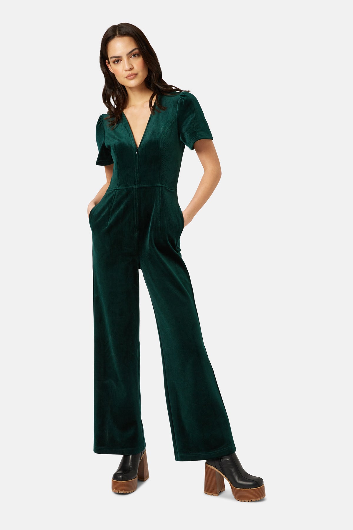 Corrie Bratter Returns Cord Jumpsuit in Green