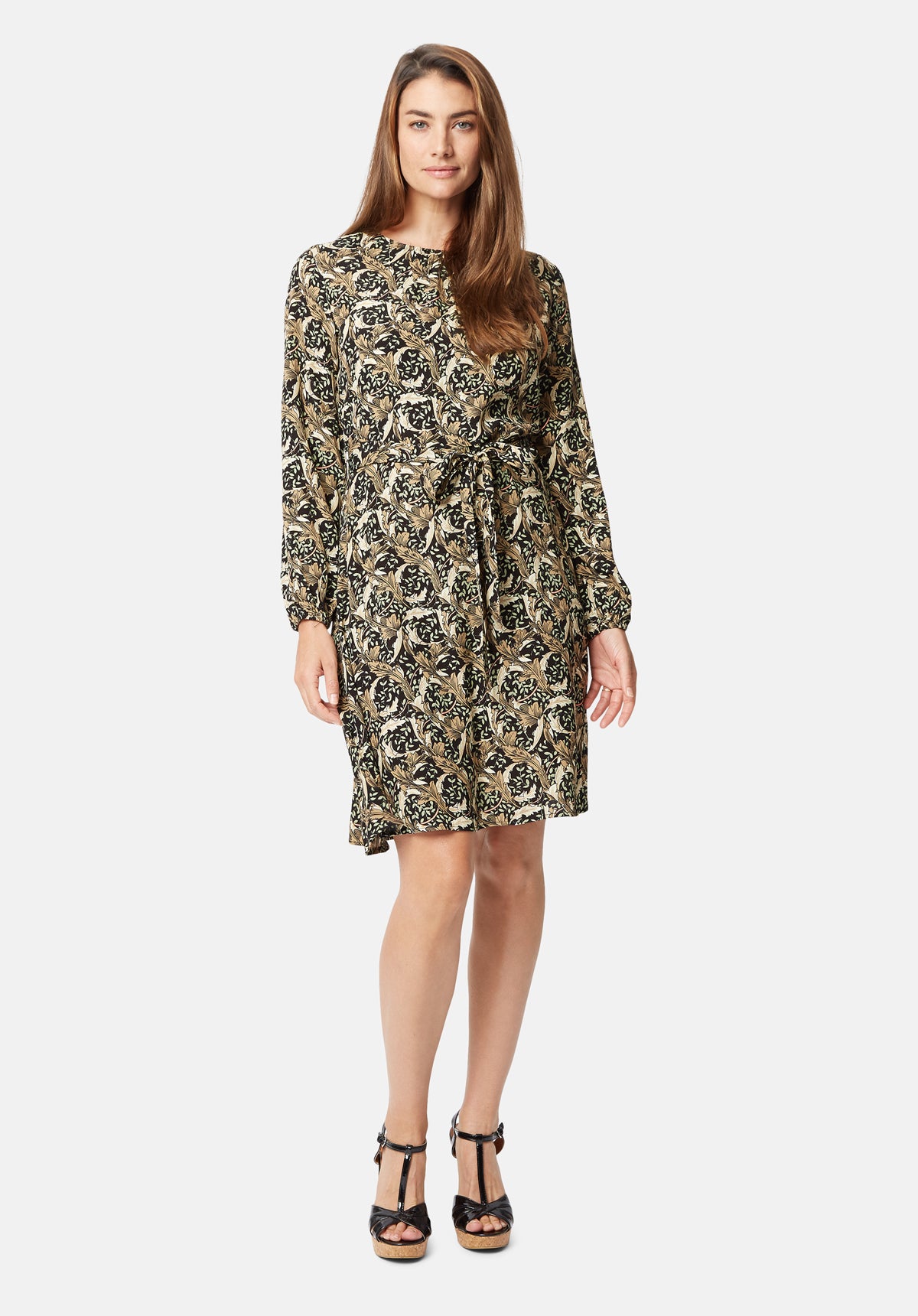 Cusp Printed Long Sleeve Mini Dress in Black