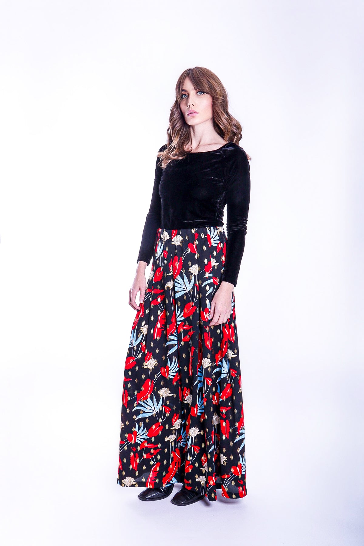 Mustique Maggie Wide Leg Palazzo Trousers in Floral Print